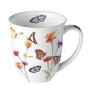 AMB.18419335 Butterfly garden white porcelánbögre 0,4l