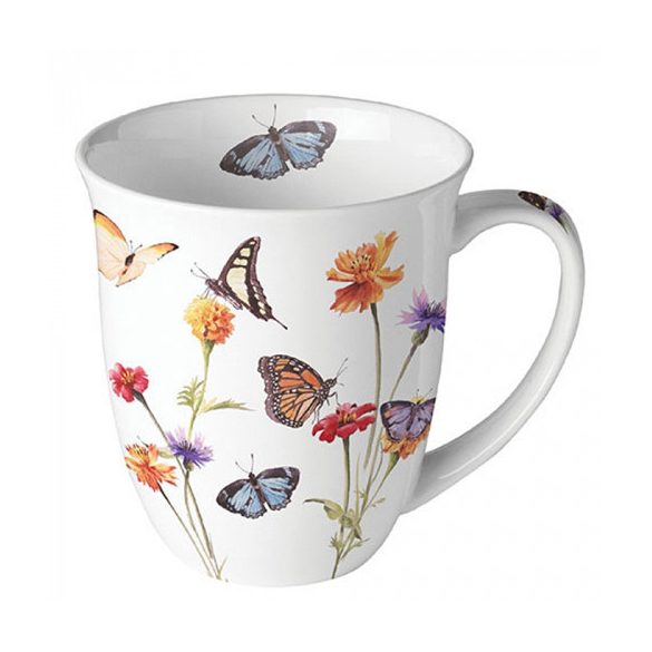 AMB.18419335 Butterfly garden white porcelánbögre 0,4l