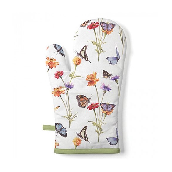 AMB.16419335 Butterfly garden white edényfogó kesztyű 18x30cm, 100% pamut