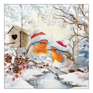 AMB.33319475 Robins in winterland papírszalvéta 33x33cm, 20db-os