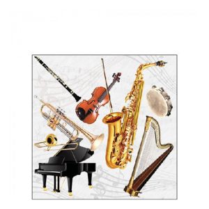 AMB.12519590 Music instruments papírszalvéta 25x25cm,20db-os