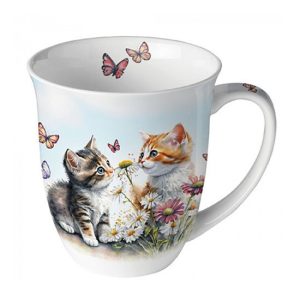 AMB.18419355 Kittens in flower field porcelánbögre 0,4l