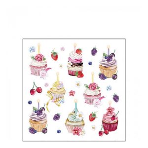 AMB.12519535 Fruity cupcakes white papírszalvéta 25x25cm,20db-os