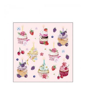 AMB.12519536 Fruity Cupcakes pink papírszalvéta 25x25cm,20db-os