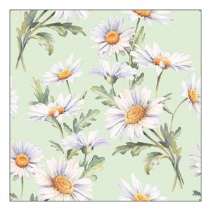 AMB.13319546 Beautiful daisies green papírszalvéta 33x33cm, 20db-os