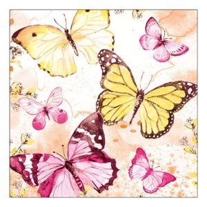 AMB.13319851 Fluttering butterflies pink papírszalvéta 33x33cm, 20db-os