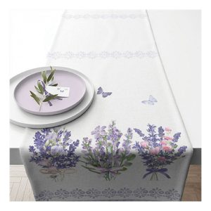 AMB.16619735 Lovely lavender white asztali futó 40x150cm,100% pamut