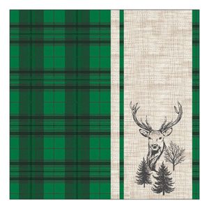 AMB.13320241 Deer plaid green papírszalvéta 33x33cm, 20db-os