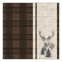   AMB.13320243 Deer plaid brown papírszalvéta 33c33cm, 20db-os