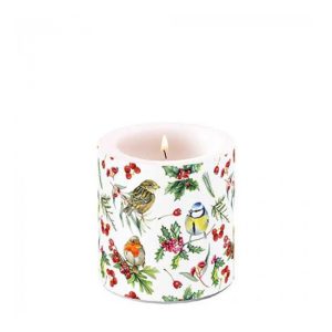 AMB.39219955 Birds in Winter átvilágítós gyertya 8x7,5cm