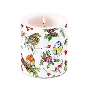 AMB.39319955 Birds in Winter átvilágítós gyertya 10x10xcm