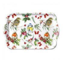 AMB.33719955 Birds in Winter műanyag kistálca 13x21cm