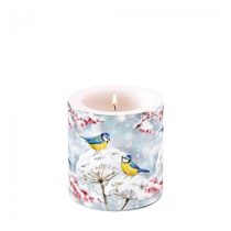   AMB.39220005 Birds in the snow átvilágítós gyertya 8x7,5cm