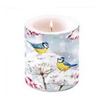   AMB.39320005 Birds in the snow átvilágítós gyertya 10x10xcm