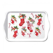   AMB.33720200 X-mas stockings white műanyag kistálca 13x21cm