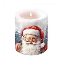 AMB.39319075 Happy Santa átvilágítós gyertya 10x10xcm