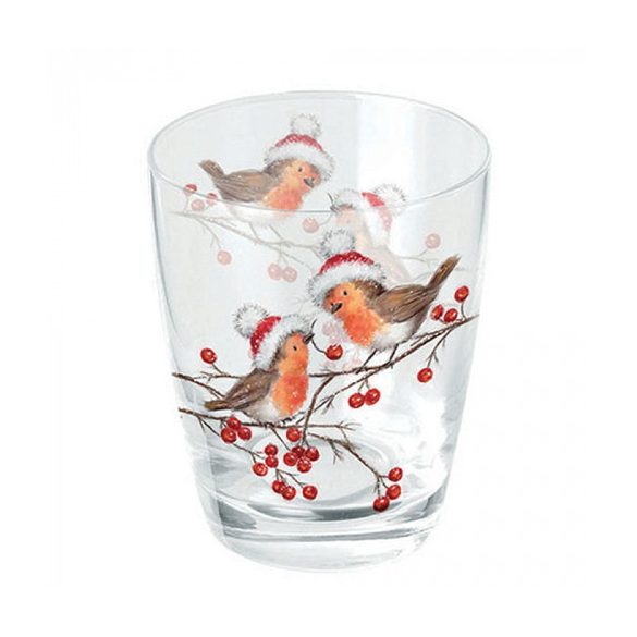 AMB.34318865 Christmas robins white üvegpohár 0,25l