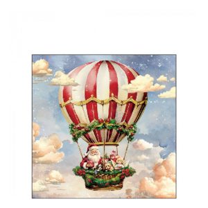 AMB.32519230 Santa's air balloon papírszalvéta 25x25cm, 20db-os