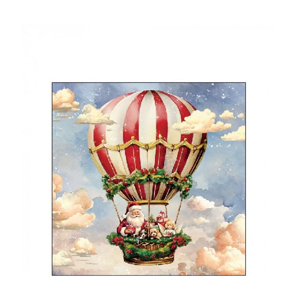 AMB.32519230 Santa's air balloon papírszalvéta 25x25cm, 20db-os