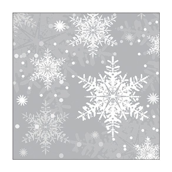 AMB.33319122 Snowflakes silver papírszalvéta 33x33cm, 20db-os