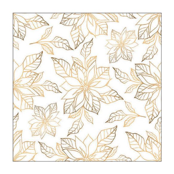 AMB.33318951 Poinsettia outline gold papírszalvéta 33x33cm, 20db-os