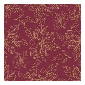 AMB.33318952 Poinsettia outline bordeaux papírszalvéta 33x33cm, 20db-os