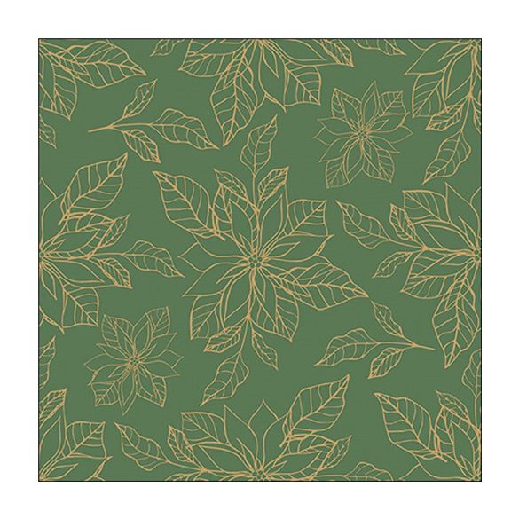 AMB.33318953 Poinsettia outline green papírszalvéta 33x33cm, 20db-os