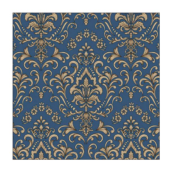 AMB.13319267 Baroque ornament blue papírszalvéta 33x33cm, 20db-os