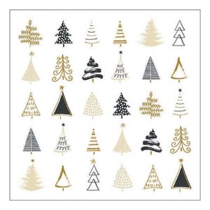 AMB.33319048 Christmas tree doodles black papírszalvéta 33x33cm, 20db-os