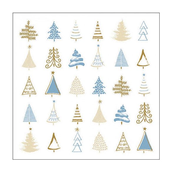 AMB.33319046 Christmas tree doodles blue papírszalvéta 33x33cm, 20db-os