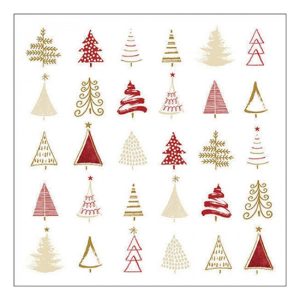 AMB.33319049 Christmas tree doodles red papírszalvéta 33x33cm, 20db-os