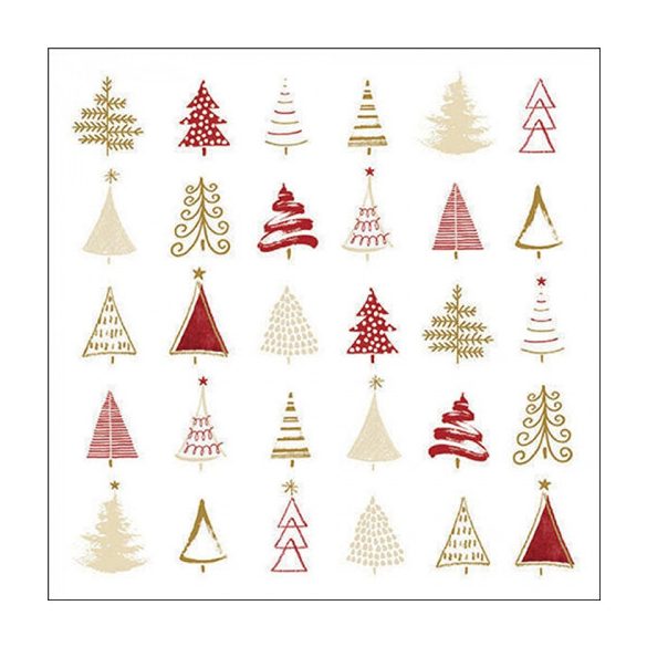 AMB.33319049 Christmas tree doodles red papírszalvéta 33x33cm, 20db-os