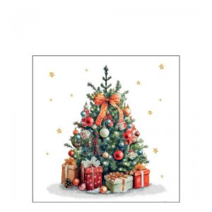 AMB.32519175 Dekorated Christmas tree papírszalvéta 25x25cm, 20db-os