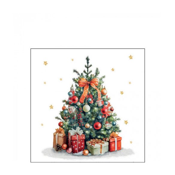 AMB.32519175 Dekorated Christmas tree papírszalvéta 25x25cm, 20db-os