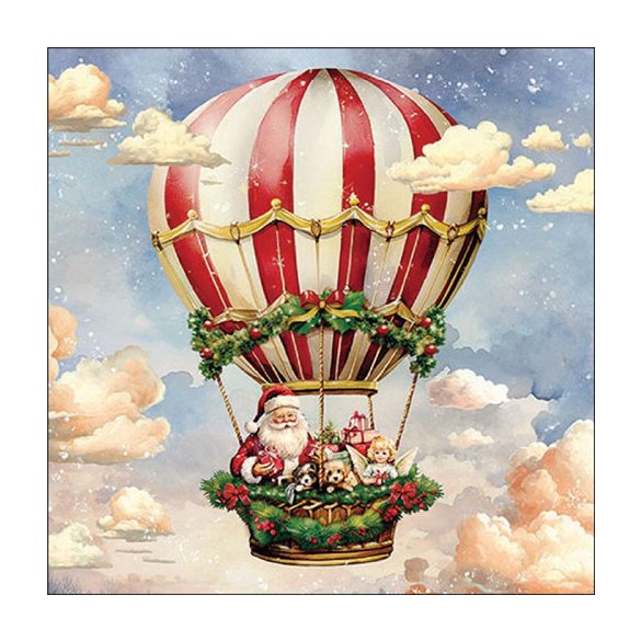 AMB.33319230 Santa's air balloon papírszalvéta 33x33cm, 20db-os