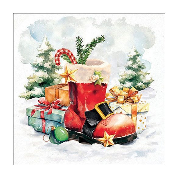 AMB.33319235 Santa's boot papírszalvéta 33x33cm, 20db-os