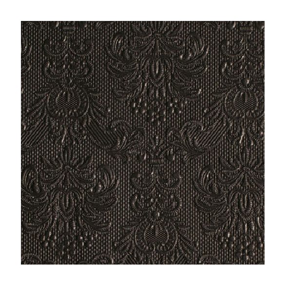AMB.12504930 Elegance Black dombornyomott papírszalvéta 25x25cm,15db-os