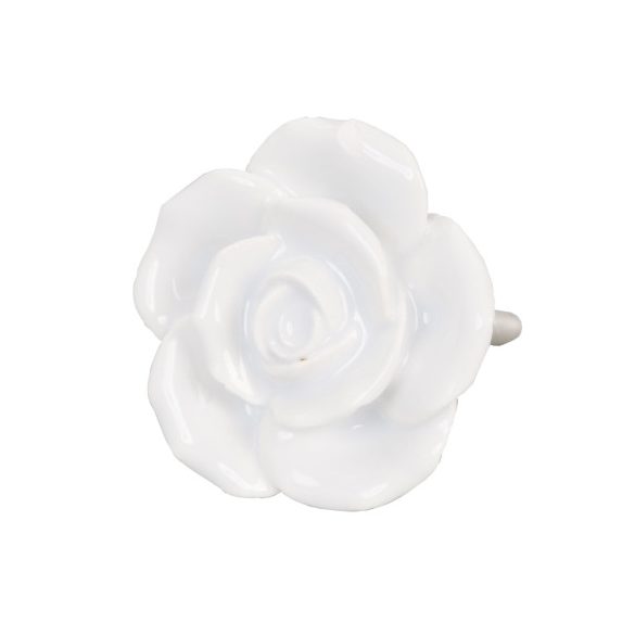 CLEEF.61876 Ajtófogantyú 4,5cm,fehér rózsa, kerámia