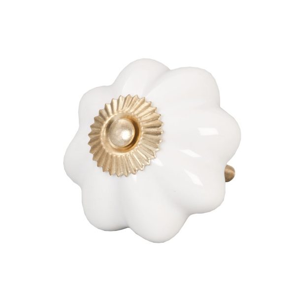 CLEEF.61910 Ajtófogantyú kerámia, fehér virág 5cm,