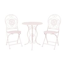   CLEEF.5Y0189 Kovácsoltvas jellegű asztal,2db székkel 60x70cm/40x40x92cm,fehér