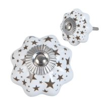   CLEEF.63419 Ajtófogantyú kerámia 4x4cm,fehér csillag mintával