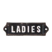   CLEEF.6Y2599 Öntöttvas ajtótábla " Ladies " felirattal, 12x1x3cm