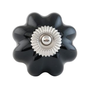 CLEEF.63511 Ajtófogantyú kerámia 4cm,fekete-fém közép