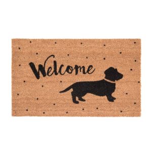 CLEEF.MC137 Lábtörlő 75x45cm, kókusz-PVC,kutyás " Welcome"