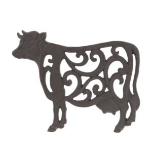 CLEEF.6Y3054 Öntöttvas edényalátét tehén, 27x21x2cm