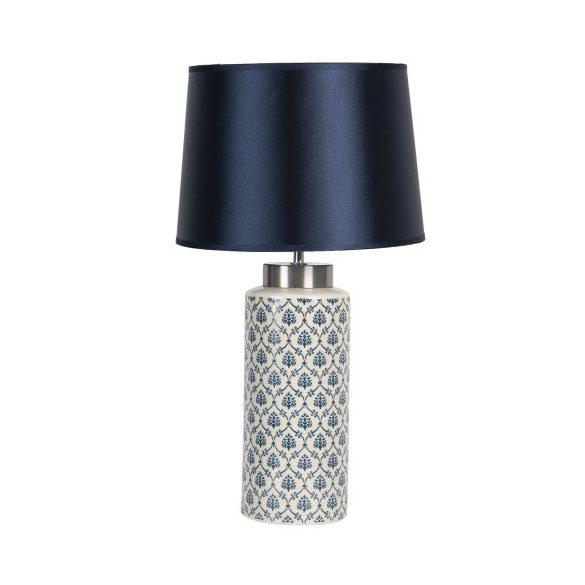 CLEEF.6LMC0023 Kerámia asztali lámpa kék  műanyag/textil búrával,28x51cm