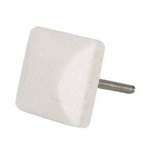 CLEEF.64696 Ajtófogantyú szögletes, fehér kő, 3x3cm