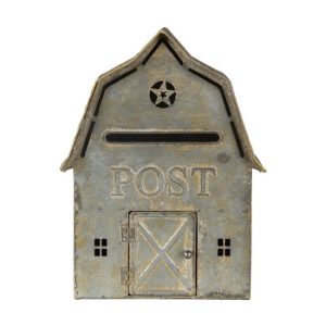CLEEF.6Y4247 Antikolt fém postaláda házikó, 26x11x35cm