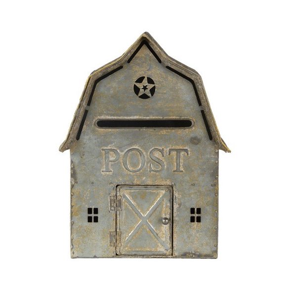 CLEEF.6Y4247 Antikolt fém postaláda házikó, 26x11x35cm