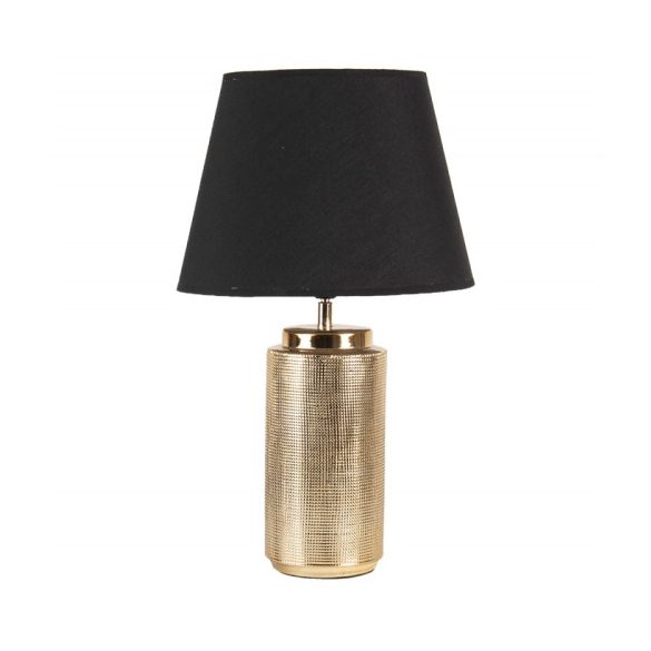 CLEEF.6LMC0053 Asztali lámpa arany-fekete, kerámia/fém, fekete textilbevonatú műanyag belsejű búrával 28x51cm